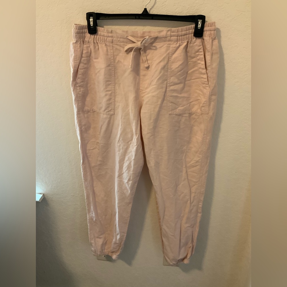 Gap Linen Pant Pink Cropped